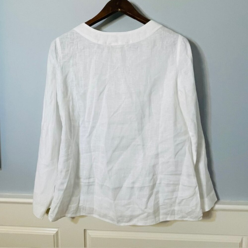 Soft Surroundings 100% Linen Natural Fiber White Blouse Pullover Top Small - Picture 5 of 7